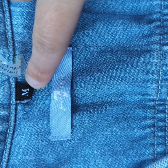 7 For All Mankind Short Sleeve Popover Denim Mini Dress - Picture 4 of 9